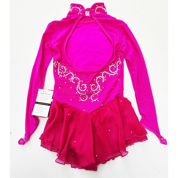 New Figure Skating Dress Size 8 (4~6T)  with Hair Scrunchies (110~120cm) - Picture 2 of 12